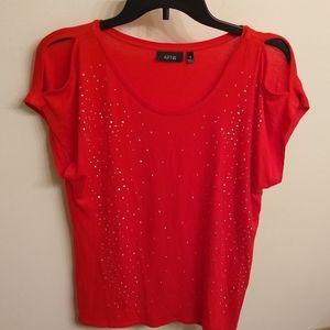 Apt. 9 rayon embellished cold-shouldered top (S)